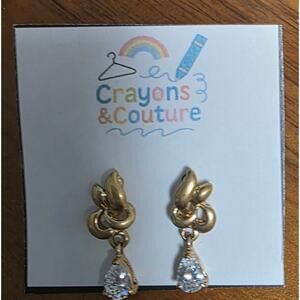 Crystal Dangle Drop Stud Earrings Glam Bridal Princess Jewelry VTG GorpCore